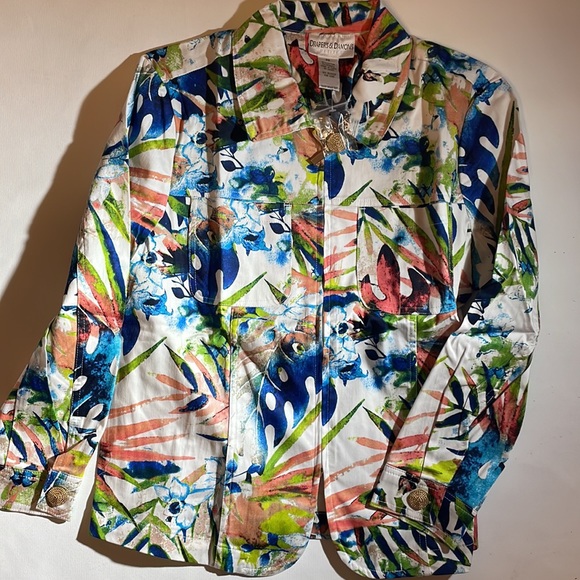 Drapers & Damon’s Long Sleeve Floral Top jacket Size PS NWT - Picture 1 of 8